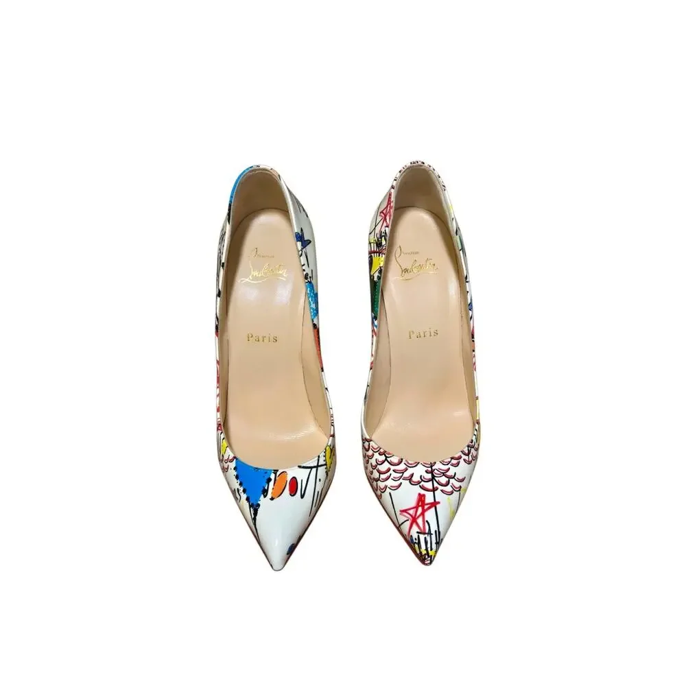 Christian Louboutin So Kate Graffiti Art Patent Leather 120 Heel Pumps